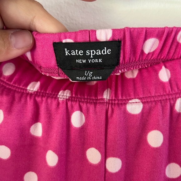 Kate Spade Pink Polka Dot Top & Crop Pants Pajama Set Size Large - Picture 5 of 14